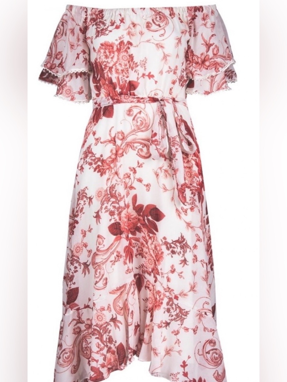 Maison Tara Off-Shoulder Floral Midi Dress